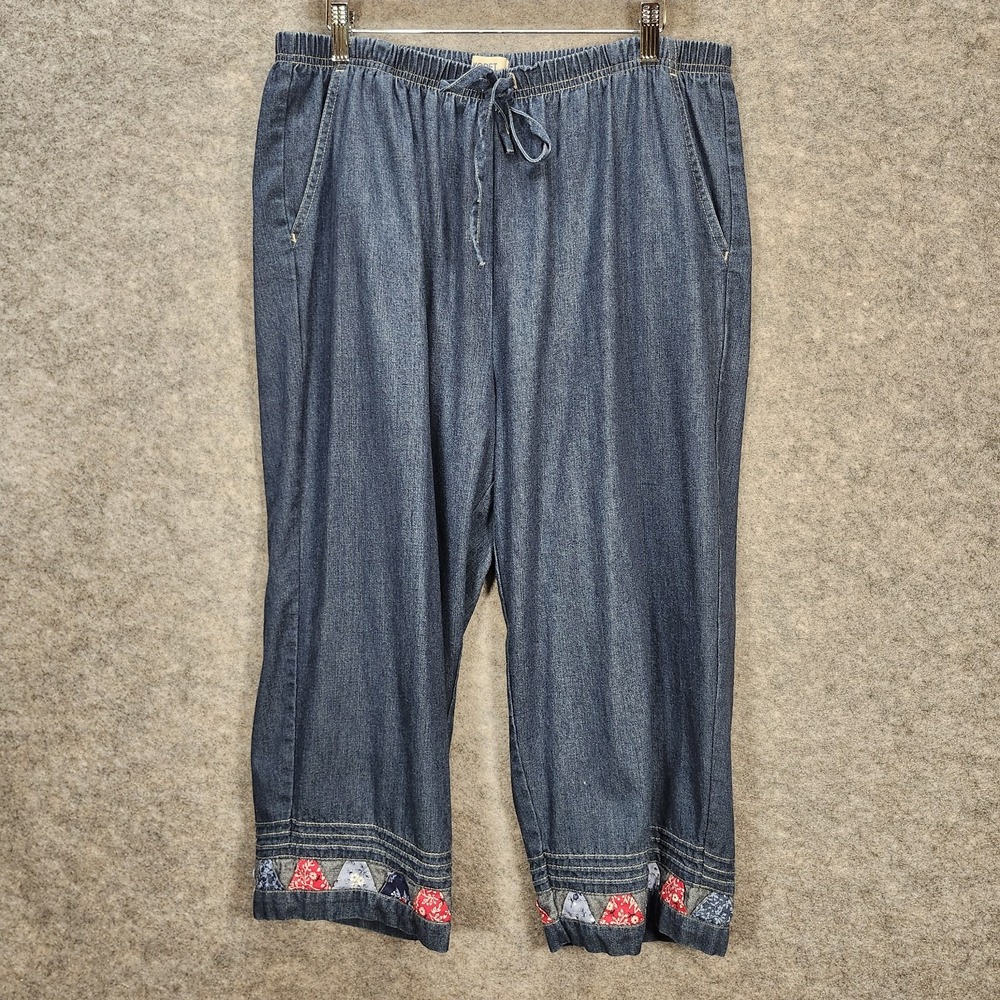 Koret City Blues VTG 2-Piece Set‎ Top & Pants Plus 22 W Blue Denim Patchwork - Picture 8 of 15